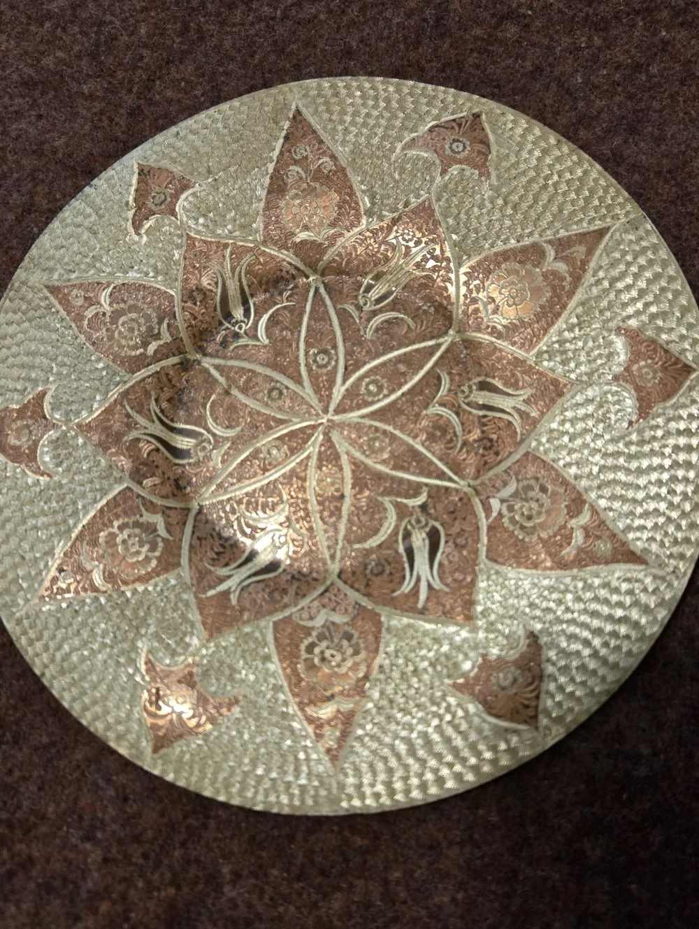 Copper Vintage Decorative Wall Plate 8in Very Pretty Textured